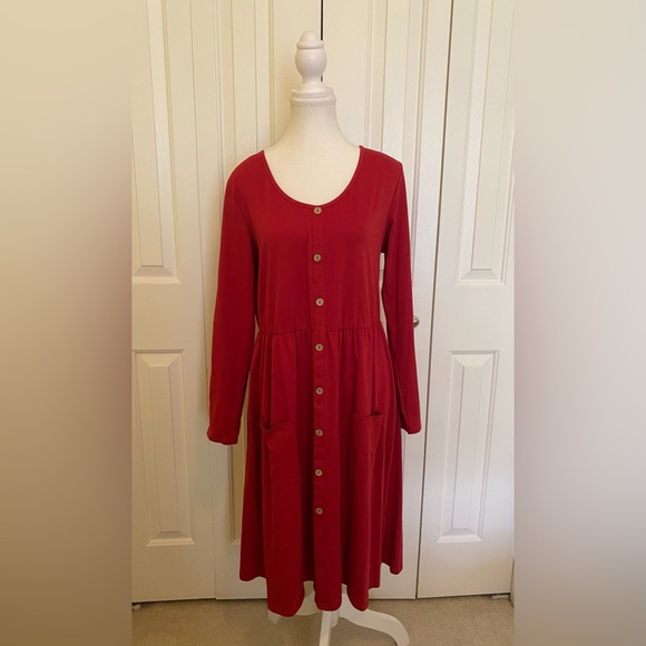 OUGES Women's Long Sleeve Fall Dress Casual A-line Midi Dresses with Pockets XL - Picture 4 of 5